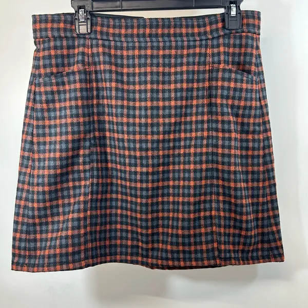 NWT LOFT Black and Orange Plaid A-Line Skirt - Image 2