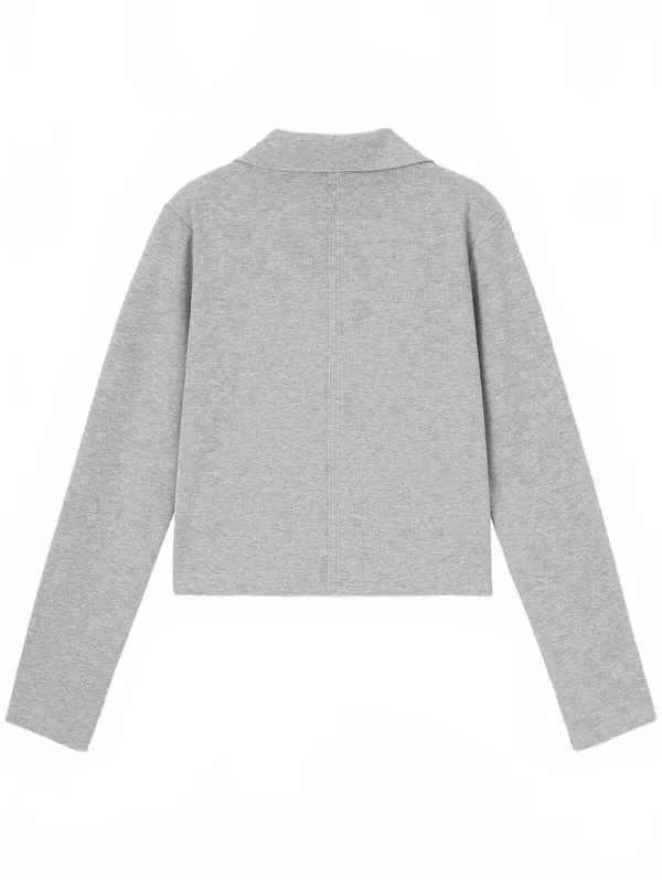 Uniqlo GU Ribbed Double-Zip Cardigan NWT Gray S - Image 5