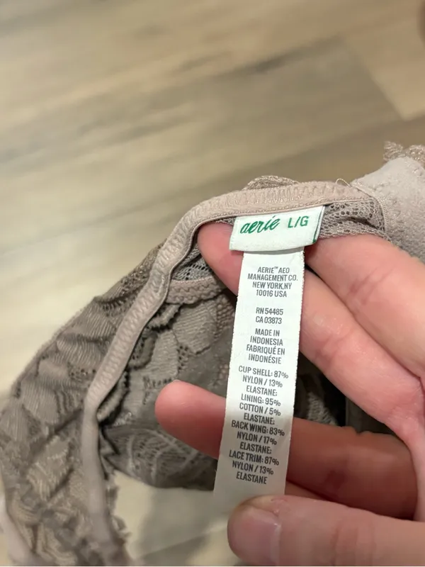 Aerie lace O ring mesh‎ bralette nude beige size large - Image 4