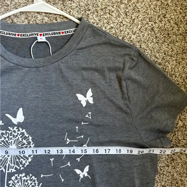 NWOT Grey Butterfly Flower Wish Comfy Casual Short-Sleeve T-Shirt Tee XL - Image 5