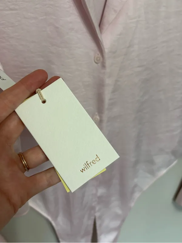 NEW Aritzia Wilfred Tie Front Satin Blouse in Mochi Pink - Size S - Image 7