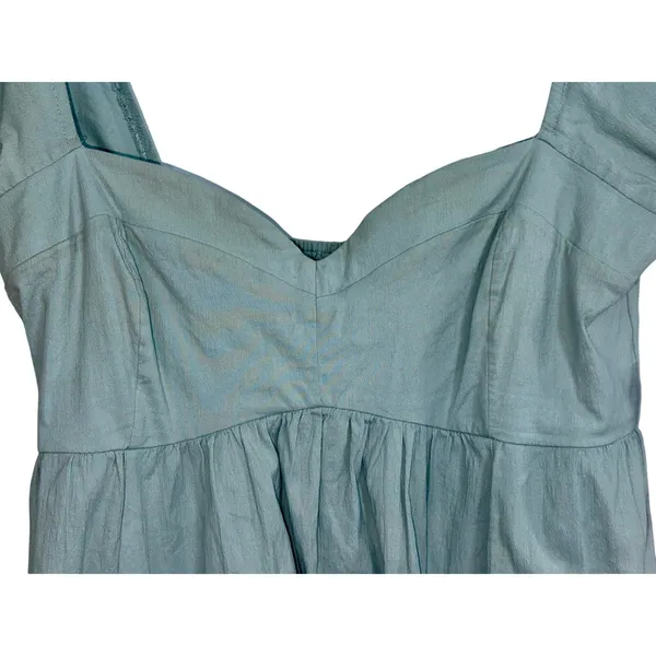 Abercrombie & Fitch Sage Green Babydoll Puff Sleeve Mini Dress Womens Size Large - Image 7