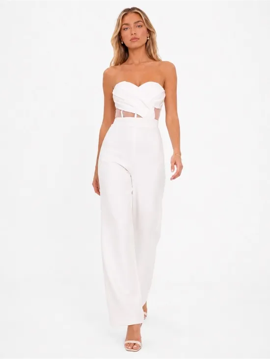 NEW Lulus Surely Stunning Ivory Strapless Bustier Jumpsuit Sz Medium - Image 16
