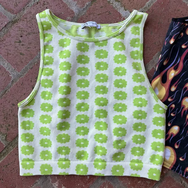 Zara Flower Power Cropped Ribbed Tank - Image 2