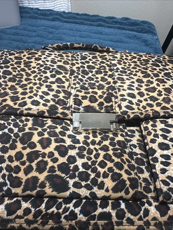 Leopard Print Crossbody Satchel - Laptop bag etc Tan/Black excellent like new - Image 14