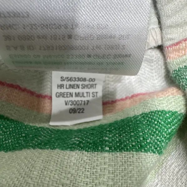 Old Navy High Rise Linen Blend Shorts Womens S Pull On Cuffed Green Multi Stripe - Image 5