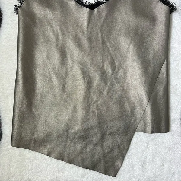 Zara Faux Leather Lace Trim Knit Back Cami - Image 4