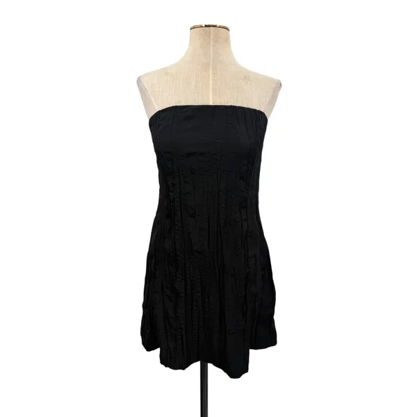 Third Form Rolling Wave Strapless Textured A-Line Mini Dress Black US Size 4 - Image 3