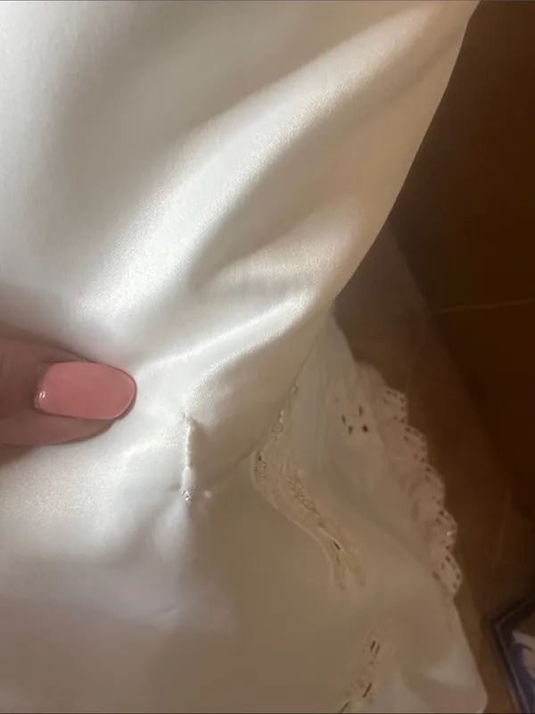 Merry Max Vintage Wedding Gown Size 10 White Pearl Beaded Lace Cathedral Train - Image 11