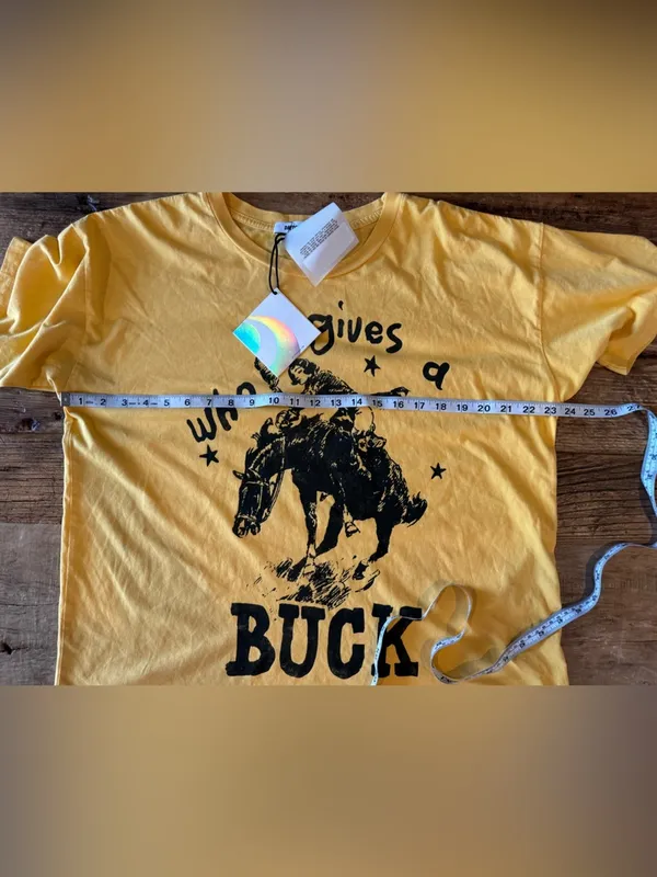 🤠NWT Daydreamer - Who Gives A Buck Tee ~ Size Small oversized Yellow - Image 8