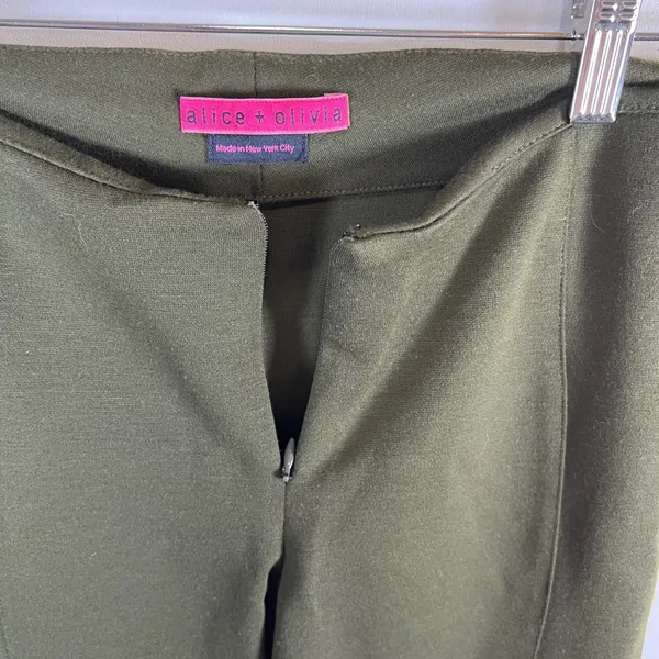 Alice + Olivia Olive Green Sequin Panel‎ Leggings Slim Fit Pants Stretch Green - Image 7