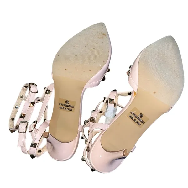 Liliana Chunky Heel Comfort Studded Flats Rivet Strappy D'orsay Pointed Toe Women Shoes - Image 3