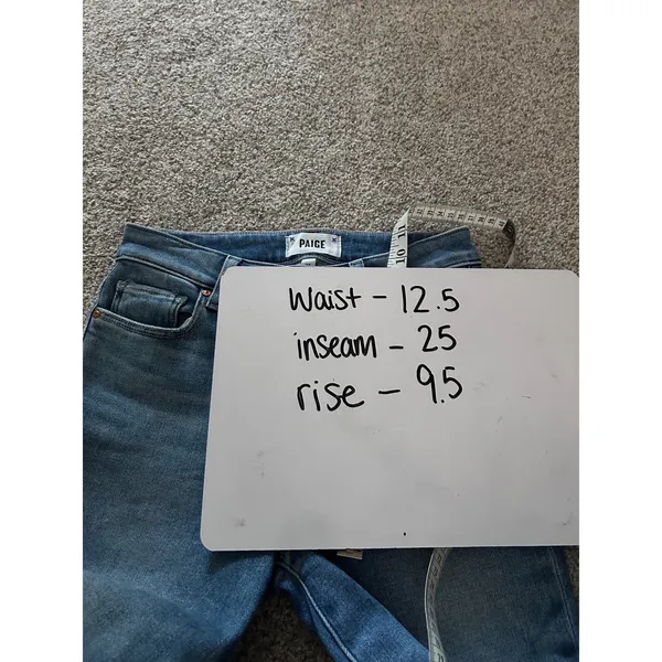 PAIGE Womens Jeans Size 25 Blue Wash Distressed Raw‎ Hem Straight Leg - Image 5