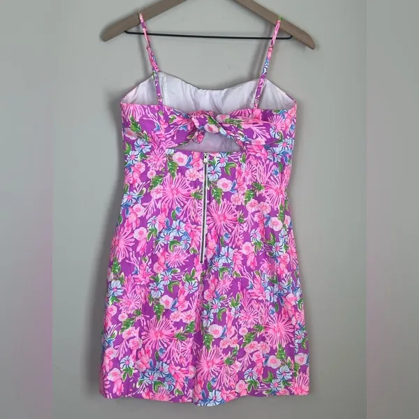Lilly Pulitzer Shelli Stretch Midi Dress Amethyst Embroidered Pink Size 6 - Image 5