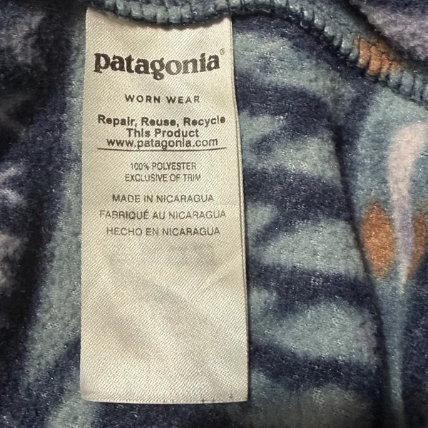 Patagonia Fleece Pullover Synchilla Snap-T Women L Blue Geometric Aztec Pocket - Image 6