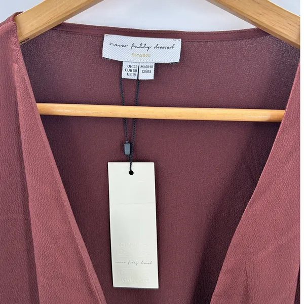 Never Fully Dressed Coco Wrap Dress Curve Brown Long‎ Sleeve Midi NWT Size US 18 - Image 8