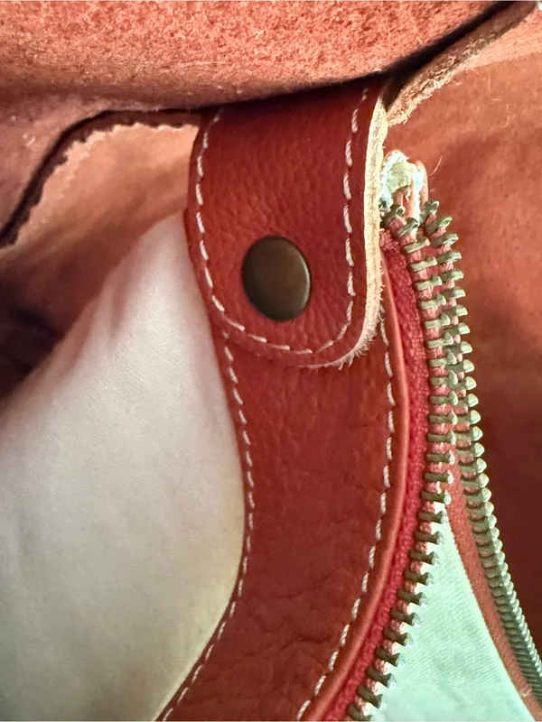 Crate & Barrel Pebbled Leather Tote Bag Orange Slouchy 2016 Limited Release - Image 8