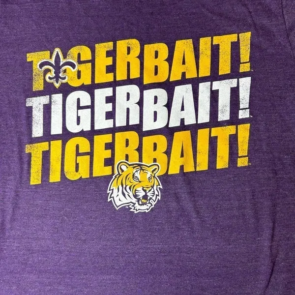 LSU T-Shirt Womens Medium Purple Tee TigerBait Section 101 Majestic‎ NEW - Image 5