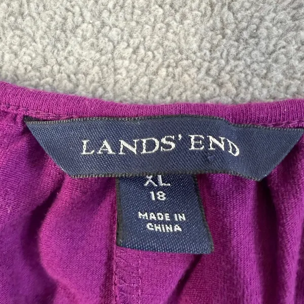 Lands' End Women's XL 18 Purple Sleeveless Keyhole Tie Belt A-Line Midi Dress - Image 8