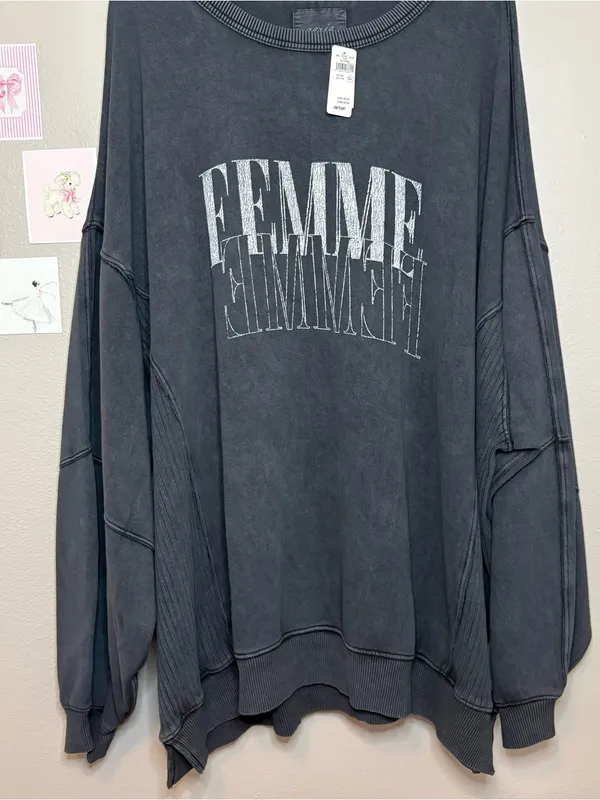Aerie femme cotton crewneck oversized plus size 2X XXL new cozy comfy loungewear - Image 2