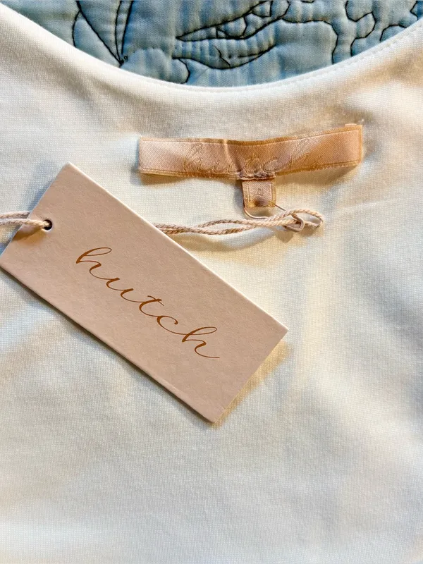 💥NWT Hutch Blue White Seersucker Stretch Knit Tie Waist Midi Dress Sz 4🧡 - Image 9