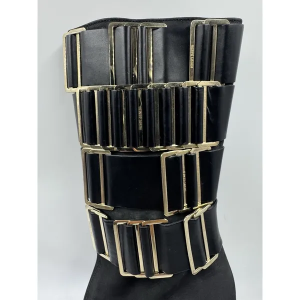 Herve Leger Runway High Heel Boots Suede/Leather Black 35.5 EU 5 US - Image 7