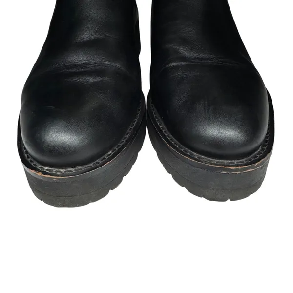 Sam Edelman Justina Chelsea Black Ankle Boots with Platform Sole 10 leather moto - Image 3