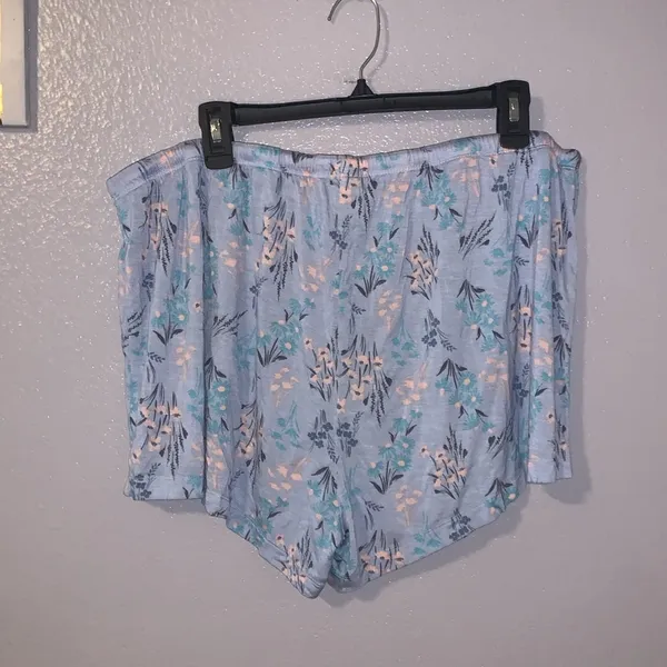 Honeydew Blue Floral Stretchy Comfy Pajama Shorts - Image 3