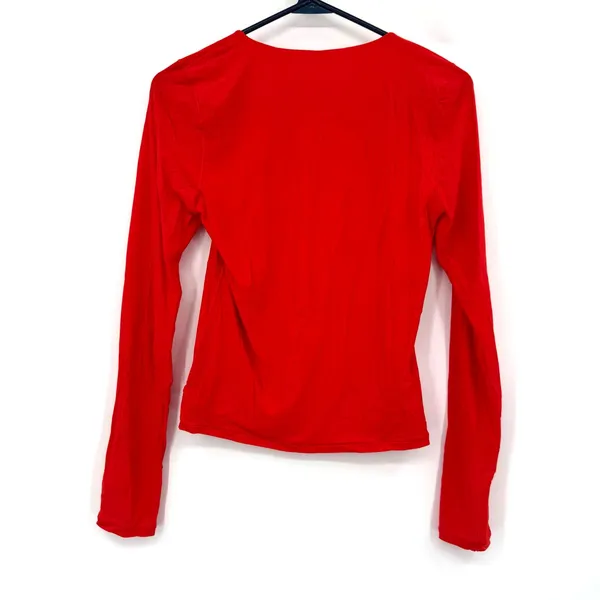 Smoothiez by Aerie Size‎ Large Long Sleeve Top Shirt Blouse Red V Neck Layer - Image 2