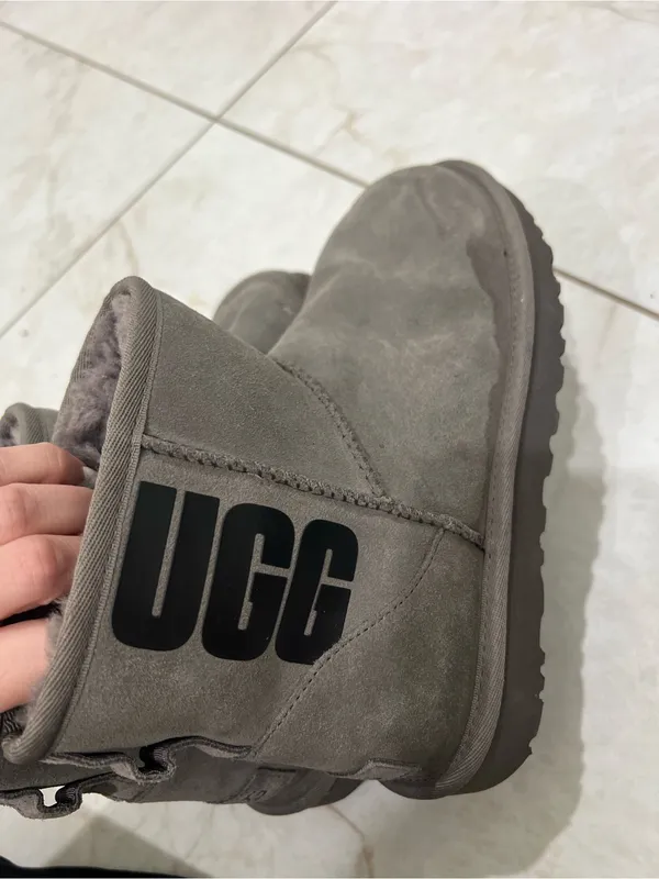 UGG Gray Classic Mini Rubber Logo Boots Size 8 US - Image 4