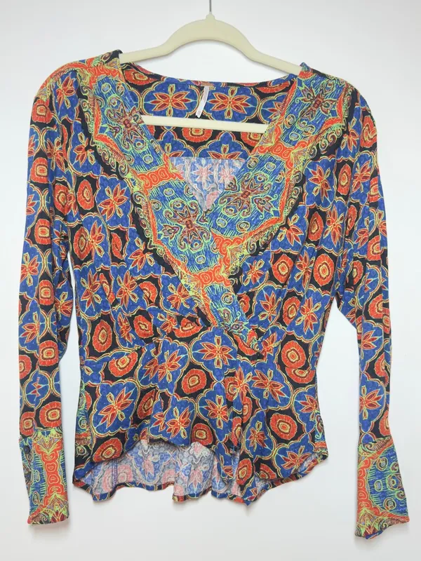 Free People Falling for You Top, Blue Combo size XS - Image 2