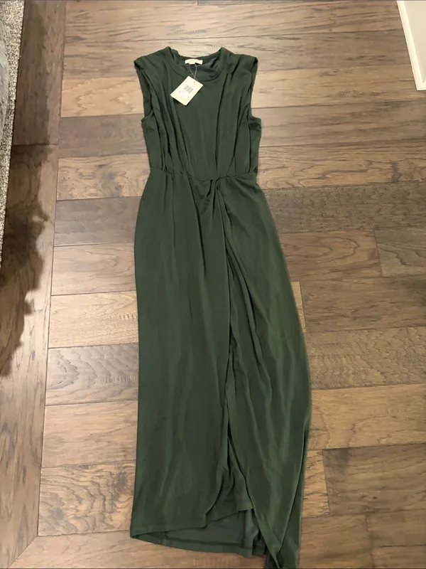 New With Tags Elan Front Slit Dark Green Midi Dress Sz S - Image 9