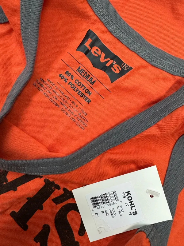 NWT Levi’s Orange Mens Graphic Tank Top Size Medium - Image 3