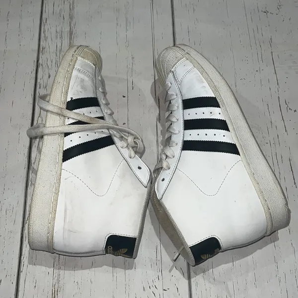 Adidas white and black high top sneakers - Image 4