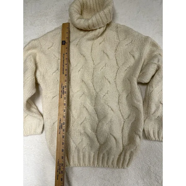 ZARA Cream Chunky Cable Knit Turtleneck Sweater Size‎ S Girls 13-14 Fisherman - Image 7
