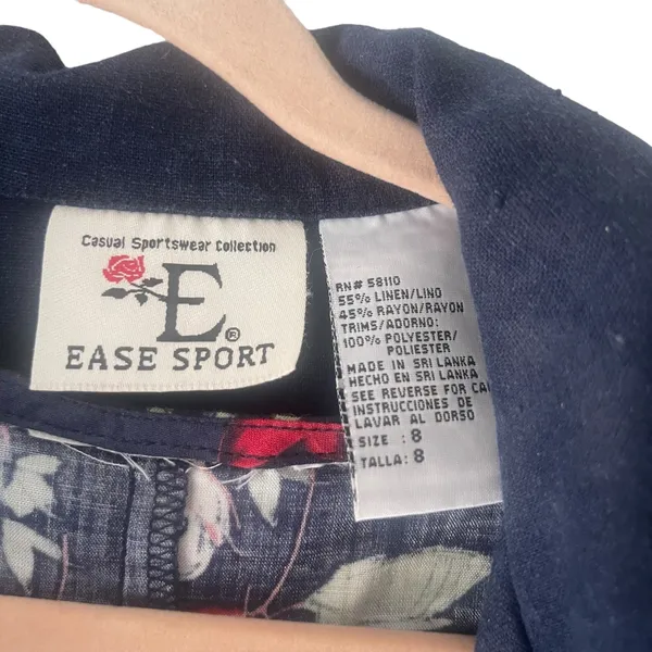 Ease Sport Vintage Size‎ 8 Blue Floral Linen Blend Dress & Cardigan Cottage - Image 5