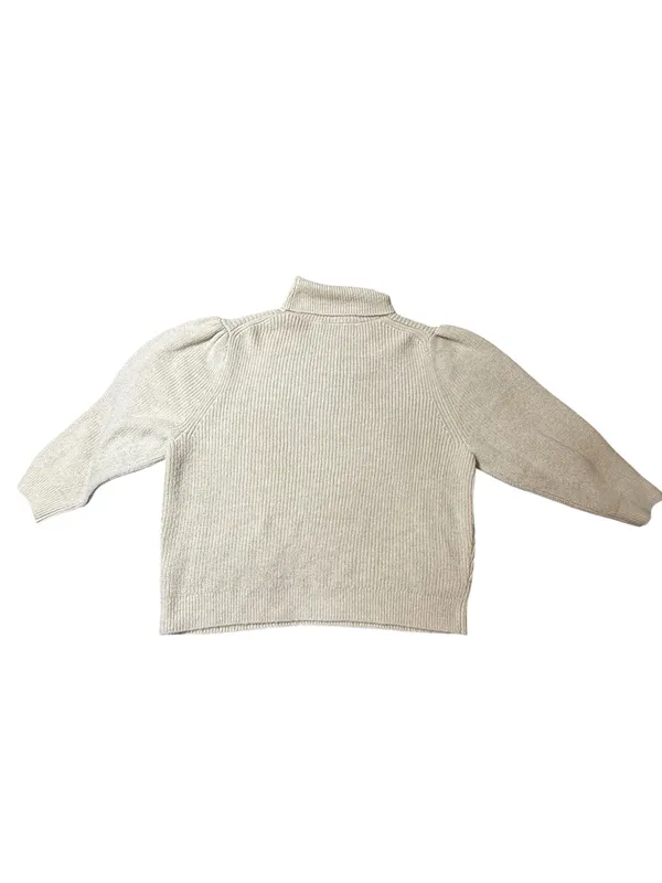 J. Crew XXL Beige Wool Blend Ribbed Turtleneck Puff Balloon Sleeve Sweater - Image 4