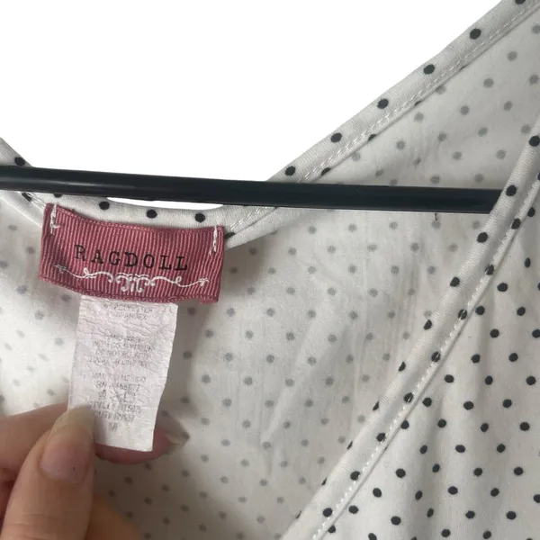 Ragdoll Y2k Size‎ Medium White Polka Dot Wrap Short Sleeve Babydoll Top - Image 3