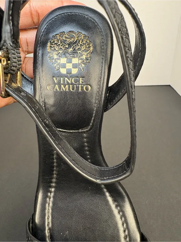 Black Heels Strappy High Heel Textured Sandals Vince Camuto - Image 11