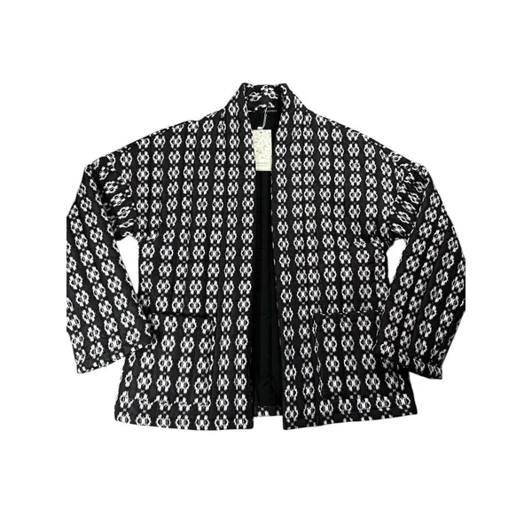 NWT Automet Quilted Open Front Jacket Black White Ikat‎ Small Boho - Image 3