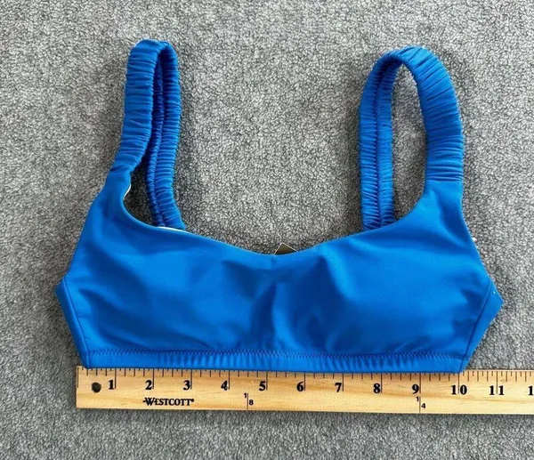 J Crew Scrunchie-strap Squareneck Bikini Swim Top Women's XXS Blue New BM431 - Image 3