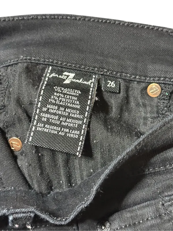 7 For All Mankind Black Skinny Jeans Size 26 Stretch Denim Mid Rise Minimalist - Image 2