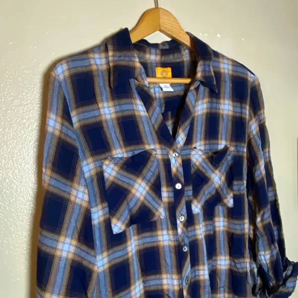 Ruby Rd.‎ Blue and orange Plaid Button Down Shirt Blouse size XL - Image 2