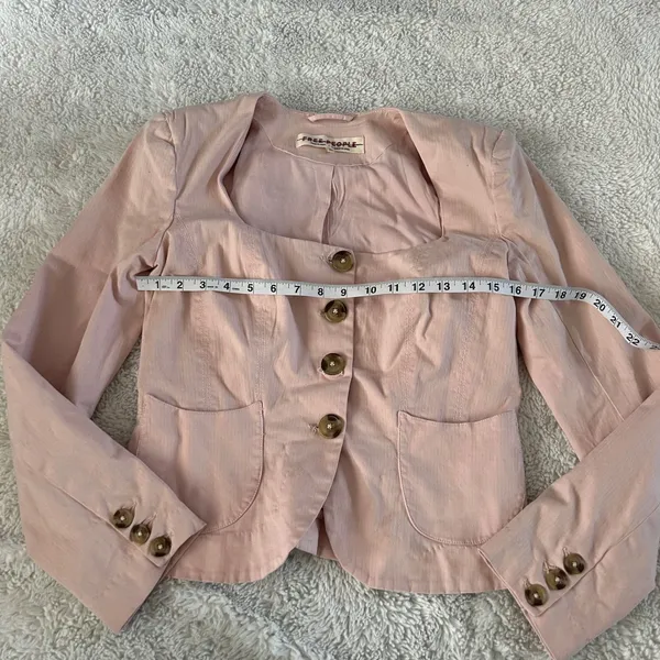 Free People Womens Dusty Pink Sz XS Boho Indie Cotton Blazer Soft Cottage Core - Image 3