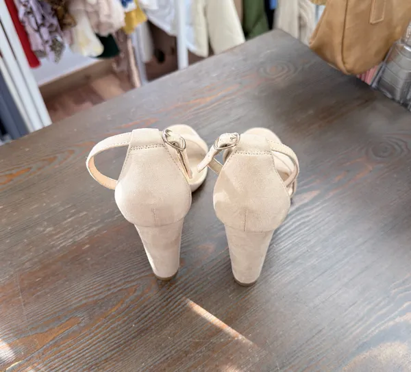 JustFab Nude Block Heels - Image 6