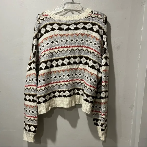 American Eagle Women’s Multicolored Cropped Cardigan Ski Sweater Size Large‎ - Image 10