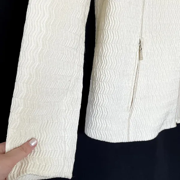 Pendleton white quilted full zip jacket pockets nylon blend women's size L spot - Image 3