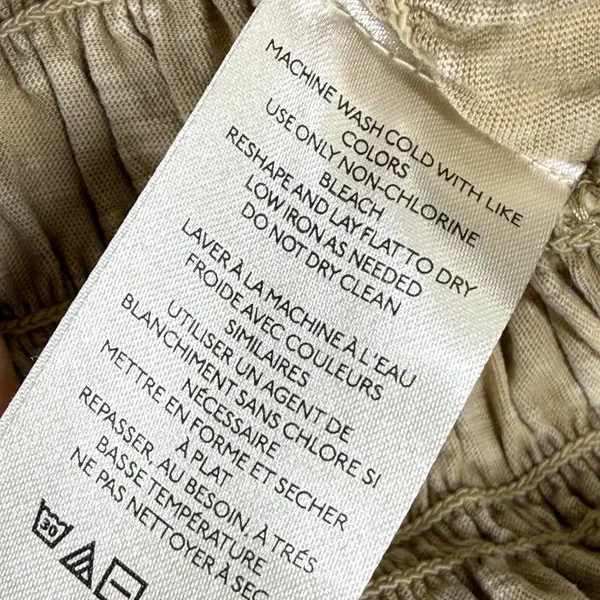 Pilcro and the Letterpress Smocked Button Down Shirt Khaki Tan Small OB1665520 - Image 6