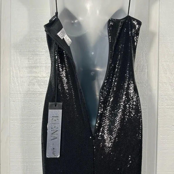 MAC DUGGAL Black Sequined Spaghetti Strap Mermaid Dress Size 4 NWOT - Image 11