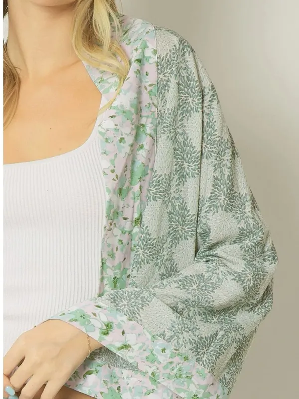 Entro NWT Open Boho Floral Kimono Large - Image 2